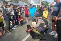 Suasana pagi di kawasan Car Free Day (CFD) Pontianak tampak berbeda dengan  Kehadiran Personel Unit K9 dari Direktorat Samapta Polda Kalimantan Barat
pada Minggu (18/1/2026) 