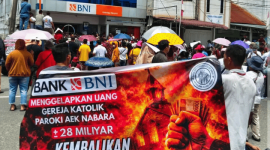Pihak Gereja Katolik Aek Nabara Rantauprapat Sumatera Utara menuntut BNI untuk mengembalikan uang 28 miliar./ Gambar : tangkapan layar Instagram promotorgerejakatolik