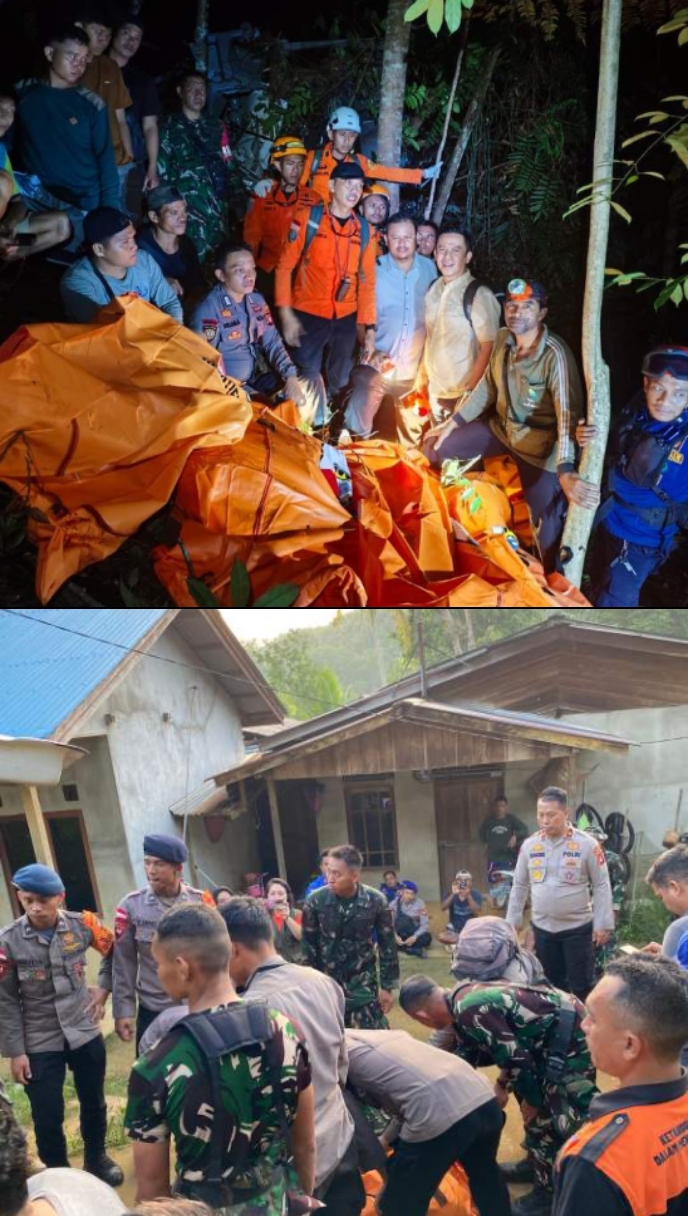 Tim gabungan mengevakuasi 8 korban di wilayah Nanga Kiungkang, Kecamatan Nanga Taman, Kabupaten Sekadau, Kalimantan Barat, Jumat (16/4/2026) dini hari. (Tim SAR Gabungan)